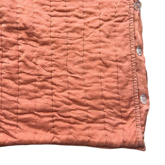 Pottery Barn Coral Silk Channel Stitch 27" Euro Sham Pillow Case Square Preppy - Picture 9 of 10